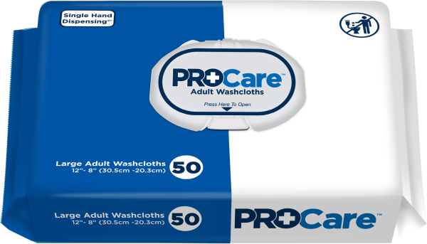 ProCare Adult Washcloth, 12" x 8", Soft Pack