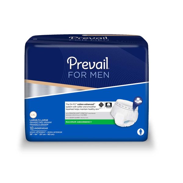 Prevail Underwear For Men Large/X-Large 44" - 64", Maximum Absorbency
