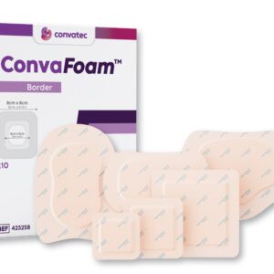 ConvaFoam Border Adhesive Silicone Hydrofiber Foam Dressing, 7" x 7"