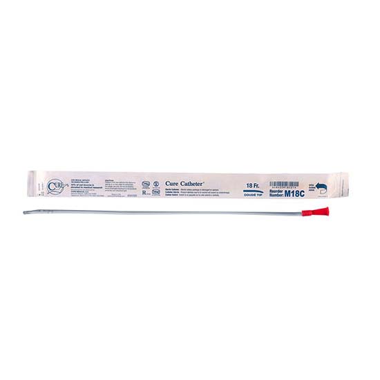 Cure 18 Fr Hydrophilic Coude Catheter, 16"