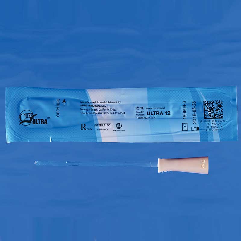 Pre-Lubricated 12 Fr Catheter, Sterile, Female, 6", Straight Tip
