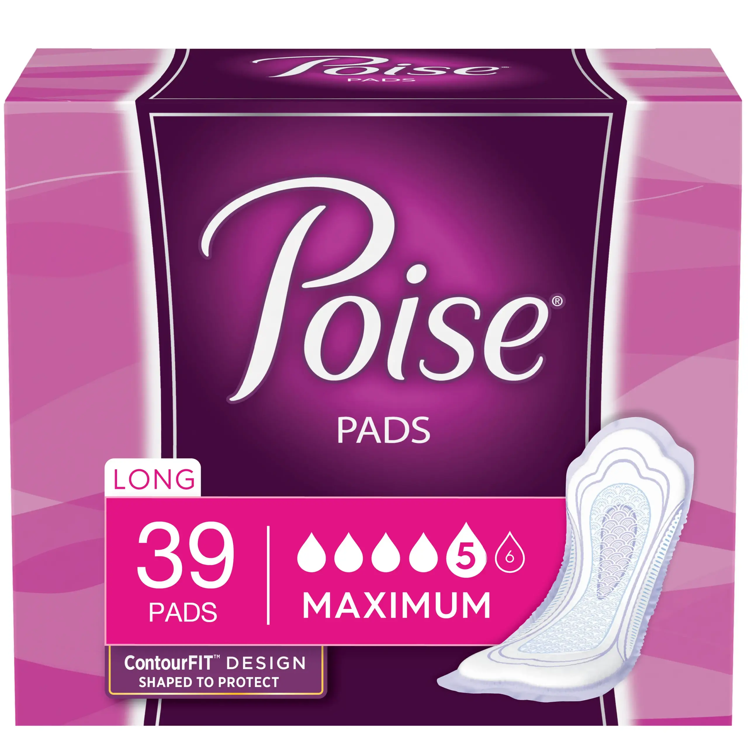 Poise Ultra Plus with Side Shields, Maximum Long, 14.37" L