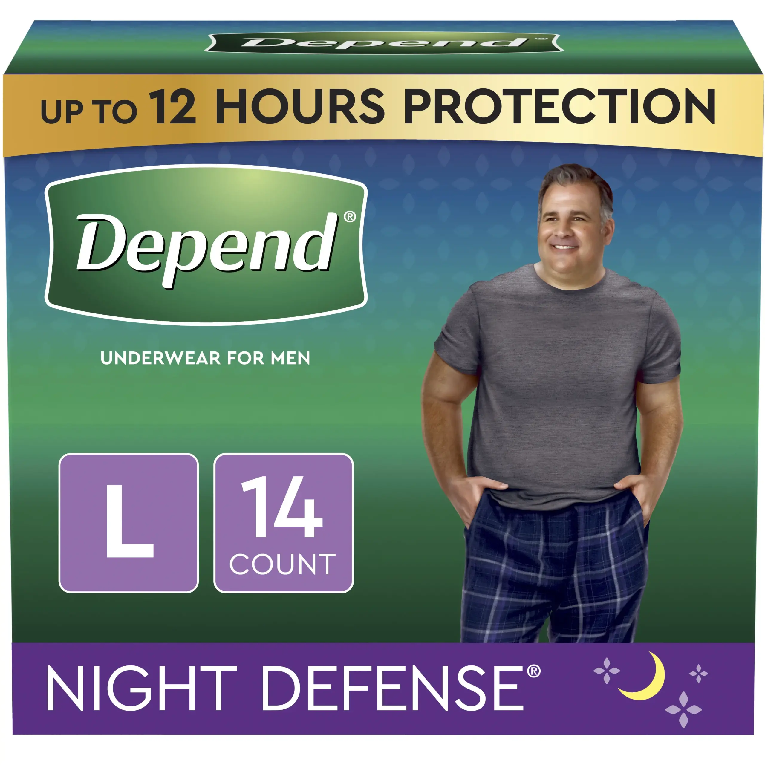 Depend Night Defense Underwear for Men, Large