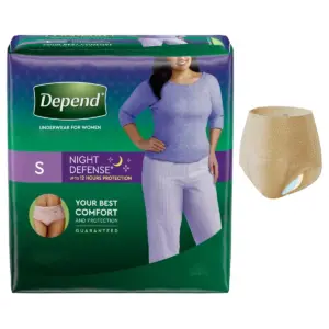 Depend Night Defense Underwear For Women, Overnight Absorbency, Blush, Small, 24" - 30" Waist. REPLACES 6947917