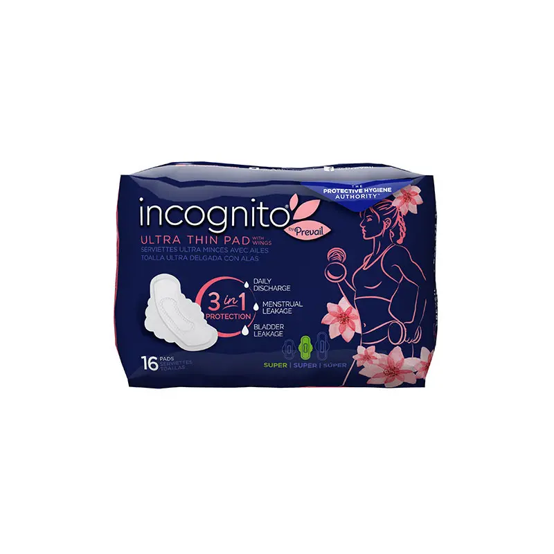 Incognito by Prevail, 3-IN-1 Feminine Pad,  Super Ultra Thin Pad