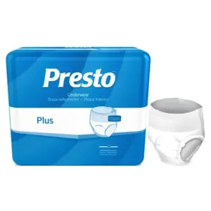 Presto Plus Classic Incontinence Underwear, Unisex, XL, 58'' to 68''